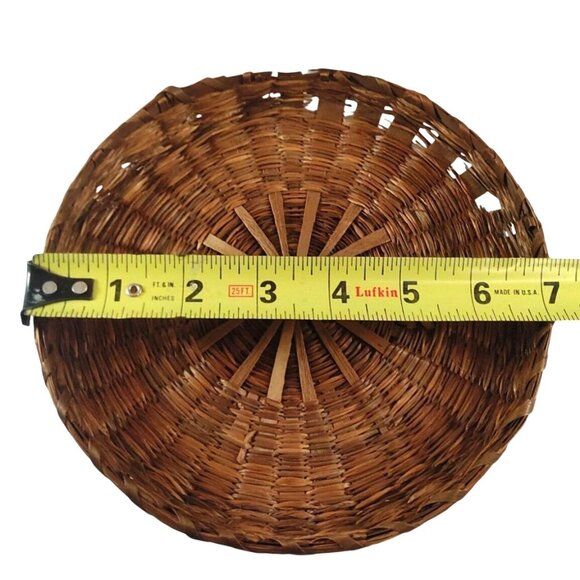 Vintage Native Handwoven Round Sweetgrass Sewing Basket With Lid 7x2.5 Inches - Picture 9 of 9